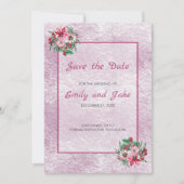 Roze en witte Bouquet Save The Date (Voorkant)