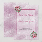 Roze en witte Bouquet Save The Date (Voorkant / Achterkant)