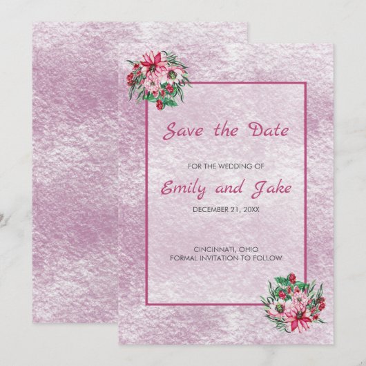 Roze en witte Bouquet Save The Date (Voorkant / Achterkant)