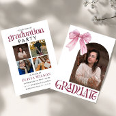 Roze en witte Bow Afstuderen met foto's Kaart