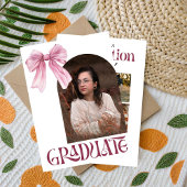Roze en witte Bow Afstuderen met foto's Kaart