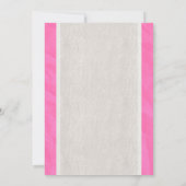 Roze en Witte Bow Linen Wedding Invitations Kaart (Achterkant)