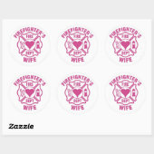 Roze en witte brandweervrouw sticker (Vel)