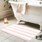 Roze en witte brede strepen monogram naam badmat