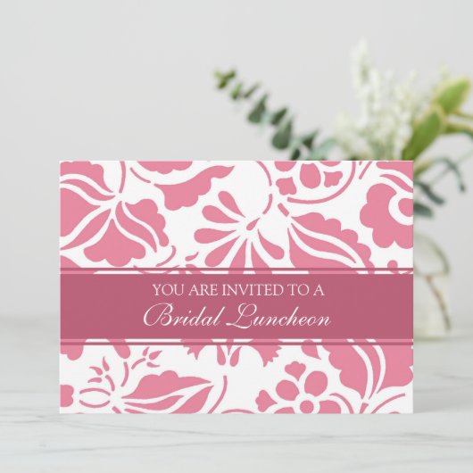 Roze en Witte Bridal Uitnodigingskaarten Kaart (Staand voorkant)