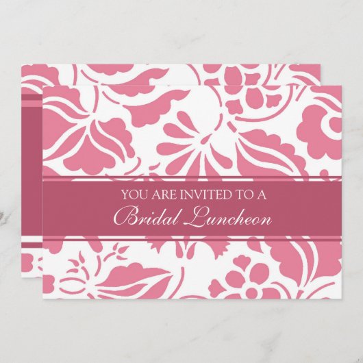 Roze en Witte Bridal Uitnodigingskaarten Kaart (Voorkant / Achterkant)