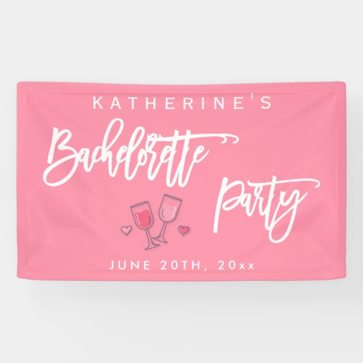 Roze en Witte Bruidsfeest Spandoek (Horizontaal)