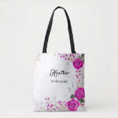 Roze en witte bruidsmeisjestas tote bag (Voorkant)