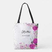 Roze en witte bruidsmeisjestas tote bag (Achterkant)