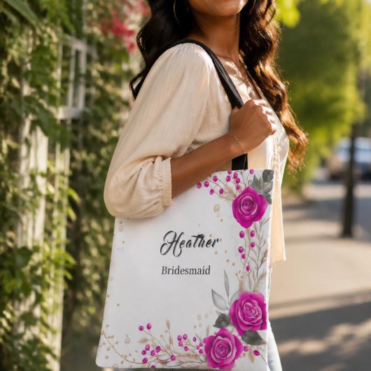 Roze en witte bruidsmeisjestas tote bag