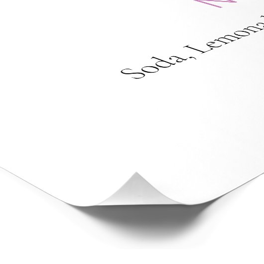 Roze en witte bruiloft Bar Menu Poster (Hoek)