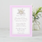 Roze en witte bruiloft kaart (Staand voorkant)