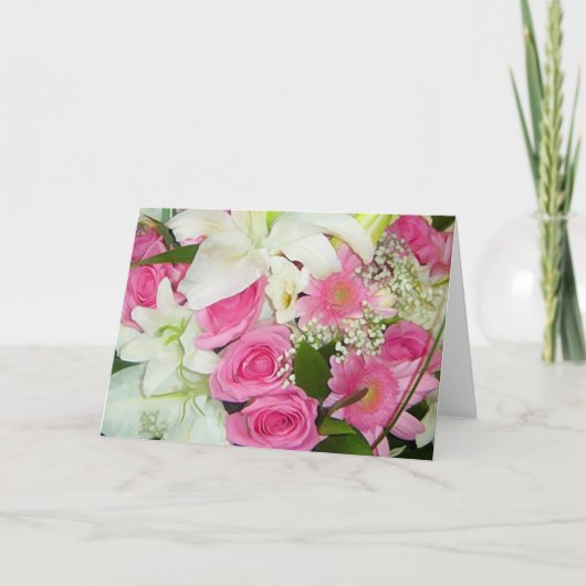 Roze en witte bruiloft kaart (Voorkant)