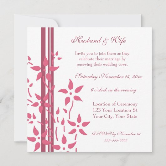 Roze en Witte bruiloft Nieuwe Uitnodigingen (Achterkant)