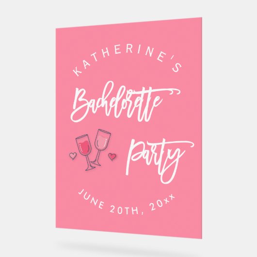 Roze en Witte Bruiloftsfeest Acryl Bord (Hoek)