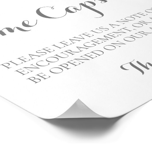 Roze en witte bruine weduwtijd Capsule Sign Poster (Hoek)