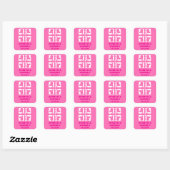 Roze en witte bubbelgumhartjes vierkante sticker (Vel)