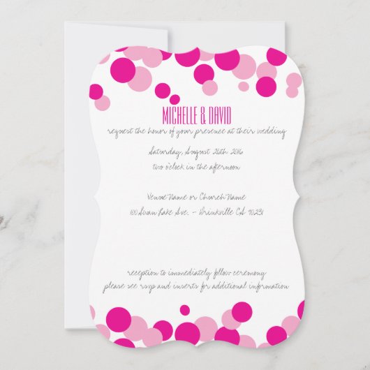 Roze en witte bubels Confetti bruiloft Kaart (Voorkant)