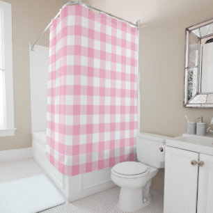 Roze en witte Buffalo Check Shower Curtain Douchegordijn
