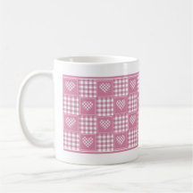 Roze en witte Buffalo geruite patchwork harten