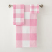 Roze en witte BuffaloTest Bath Towel Set Bad Handdoek (Insitu)