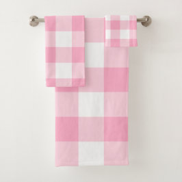 Roze en witte BuffaloTest Bath Towel Set Bad Handdoek