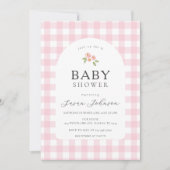 Roze en Witte Buffel Check Plaid Baby shower Kaart (Voorkant)