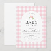 Roze en Witte Buffel Check Plaid Baby shower Kaart (Voorkant / Achterkant)
