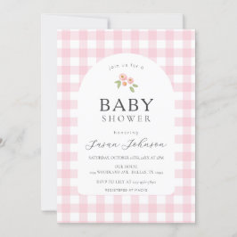 Roze en Witte Buffel Check Plaid Baby shower Kaart