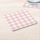 Roze en Witte Buffel Plaid Gingham Kartonnen Onderzetters (Schuin)
