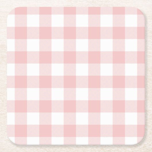 Roze en Witte Buffel Plaid Gingham Kartonnen Onderzetters (Voorkant)