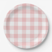 Roze en Witte Buffel Plaid Gingham Papieren Bordje (Voorkant)