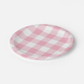 Roze en witte buffelcontrole papieren bordje (Gekanteld)