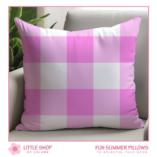 Roze en Witte Buffelruitjes Kussen