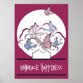 Roze en witte buikvlinders Brace Happiness Poster (Voorkant)