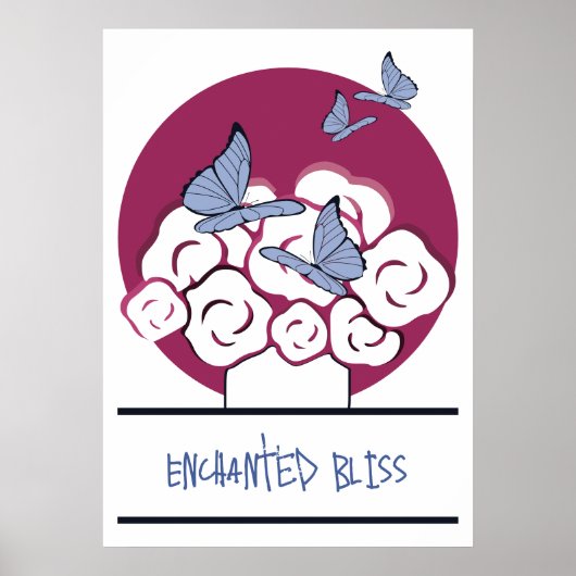 Roze en witte buikvlinders en betoverende blaasjes poster (Voorkant)