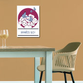 Roze en witte buikvlinders en betoverende blaasjes poster