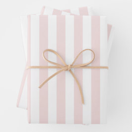 Roze en Witte Cabana Strepen Palm Beach Inpakpapier Vel