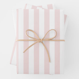 Roze en Witte Cabana Strepen Palm Beach Inpakpapier Vel