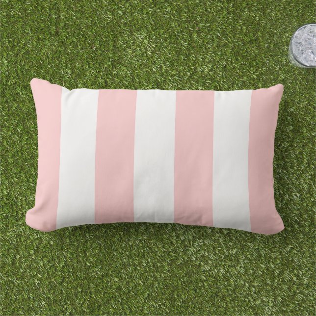 Roze en witte cabanastrepen buitenkussen (Gras)