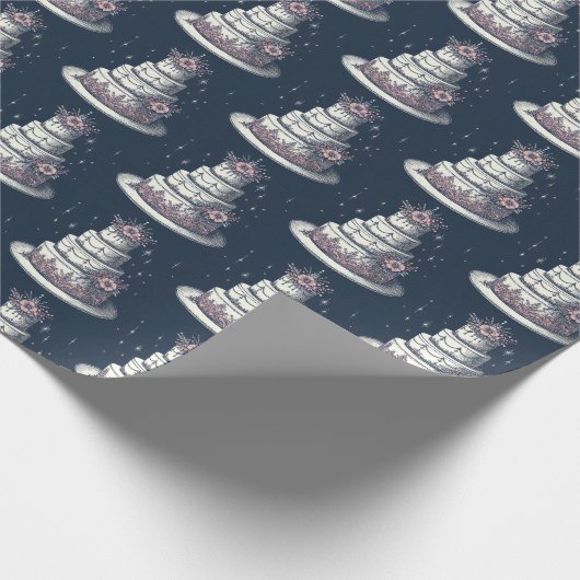 Roze en Witte Cake Cadeaupapier (Hoek)