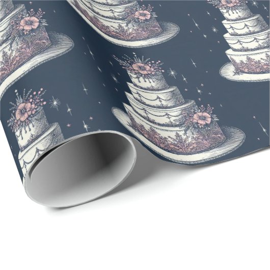 Roze en Witte Cake Cadeaupapier (Rol Hoek)