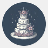Roze en Witte Cake Feest Ronde Sticker (Voorkant)