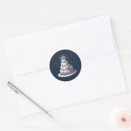 Roze en Witte Cake Feest Ronde Sticker