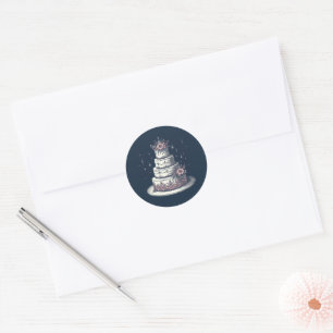 Roze en Witte Cake Feest Ronde Sticker