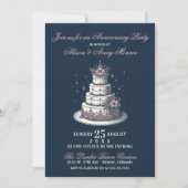 Roze en Witte Cake Party Invite Kaart (Voorkant)