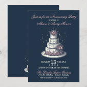 Roze en Witte Cake Party Invite Kaart (Voorkant / Achterkant)