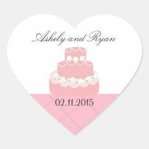 Roze en Witte Cake Save the Date Hart Sticker