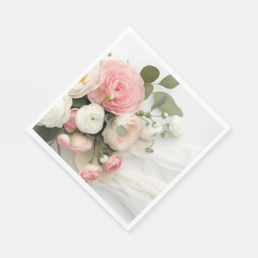 Roze en witte camelia's servet (Hoek)