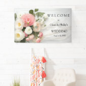 Roze en witte camelia's spandoek (Insitu)
